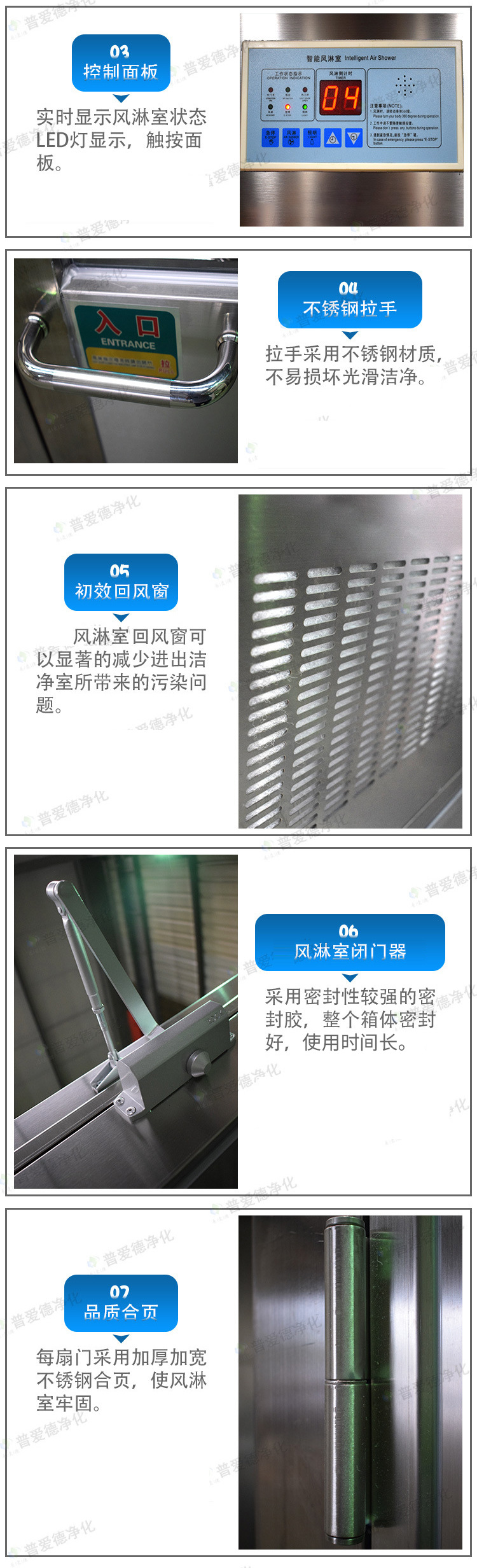 彩板風(fēng)淋室不銹鋼凈化風(fēng)淋室自動(dòng)感應(yīng)智能語音風(fēng)淋室通道