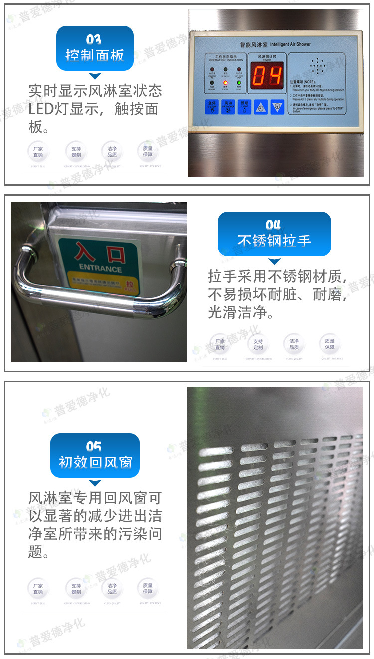 不銹鋼風(fēng)淋室單人單吹雙人雙吹紅外感應(yīng)潔凈車間風(fēng)淋門