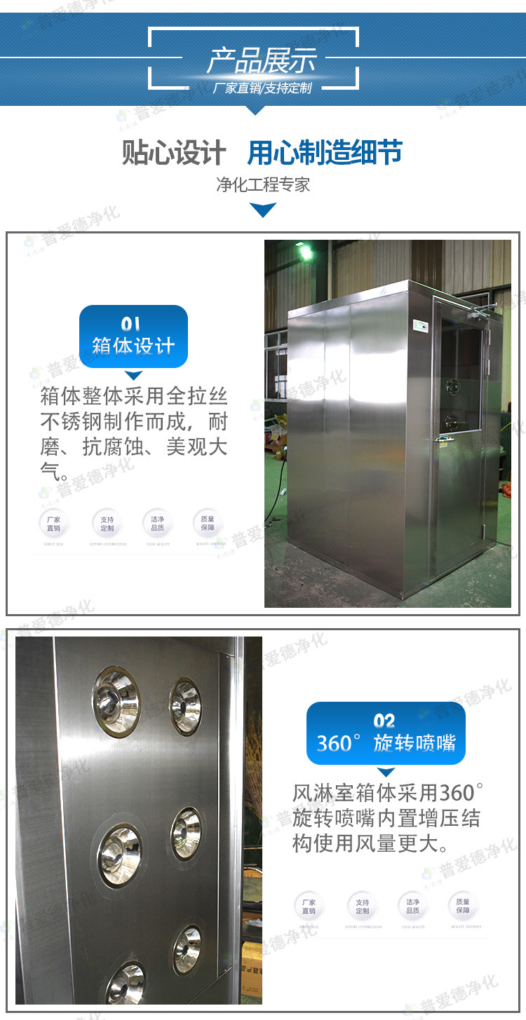 不銹鋼風(fēng)淋室單人單吹雙人雙吹紅外感應(yīng)潔凈車間風(fēng)淋門