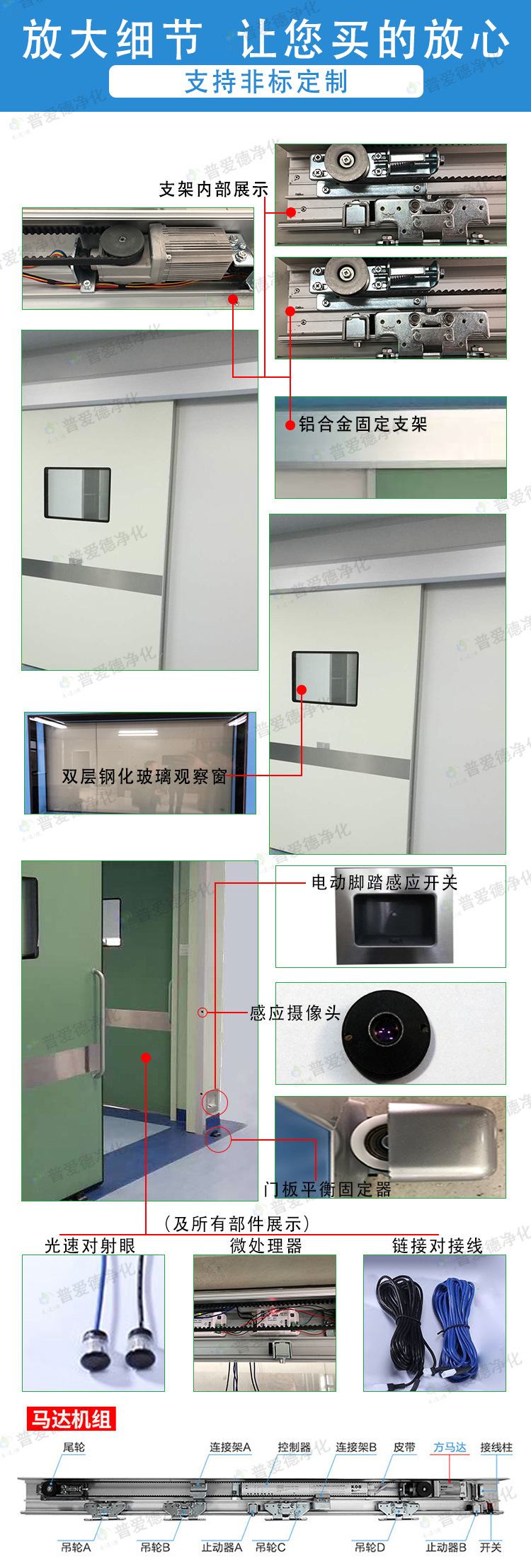 平移式鋼制凈化門(mén) 潔凈室不銹鋼氣密門(mén) 手術(shù)室腳踏感應(yīng)門(mén)